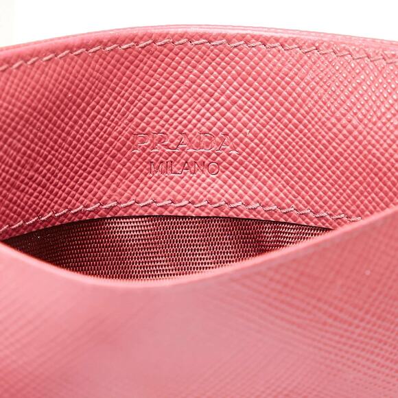 Prada Saffiano Triangle Card Holder in Raspberry - Picture 5 of 7